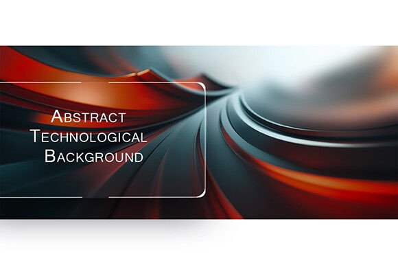 Abstract Technological Background with Metal Shapes and Red Glow