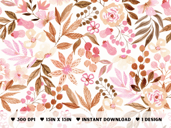 Beige Floral Watercolor Pattern for Modern Design Projects