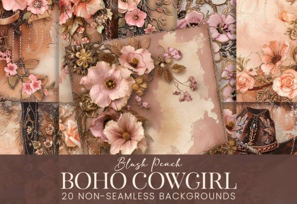 Boho Cowgirl Western Florals Leather: A Unique Design for Creative and Commercial Use