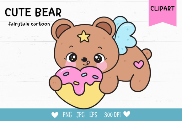 Cute Bear Clipart Kawaii Animal Birthday – A Perfect Digital Addition for Creative Projects