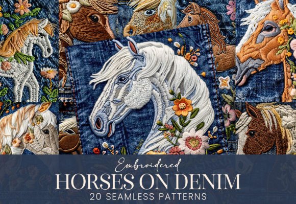 Embroidered Horses Floral Denim Jeans: A Strategic Design Asset for Creative Projects