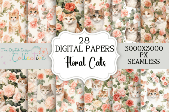 Floral Cat Seamless Patterns: A Versatile Design Resource for Creative Projects