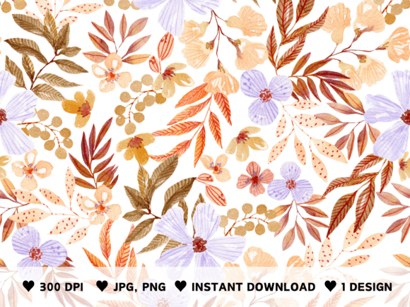 Gold Floral Watercolor Pattern: Elegant and Versatile Design Asset