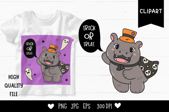 Halloween Pygmy Hippo Cute Hippopotamus Clipart for All Occasions