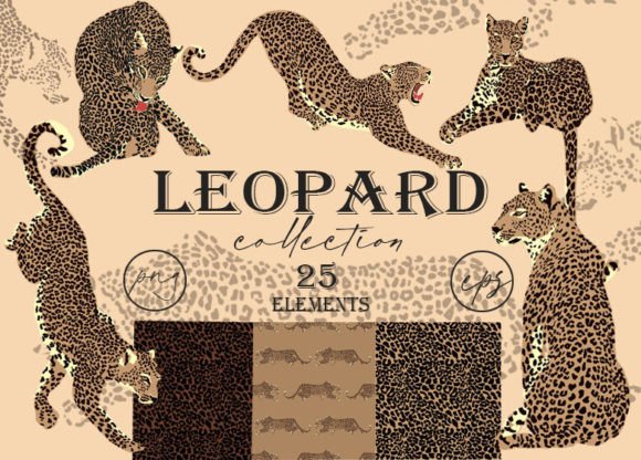 Leopard Clipart and Tropic Print: A Versatile Design Kit for Creative Projects
