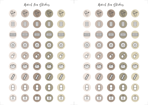 Medical Icon Sticker Sheet for Creative Projects