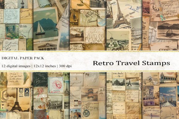 Retro Travel Stamps Digital Papers: A Nostalgic Tool for Modern Creativity