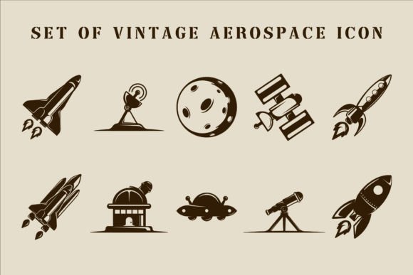 Set of Aerospace Vintage Icon Vector: A Strategic Asset for Creative and Professional Projects