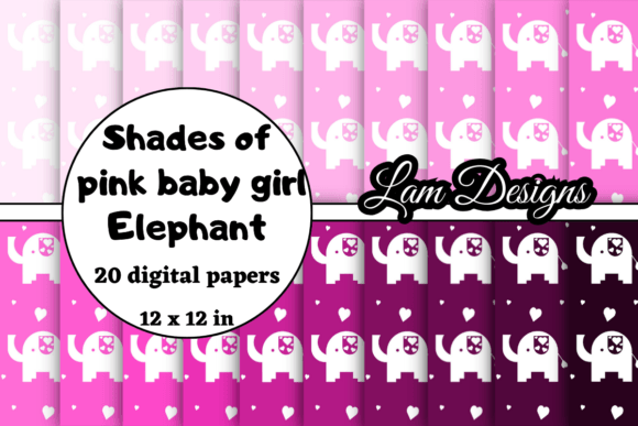 Shades of Pink Baby Girl Elephant Papers