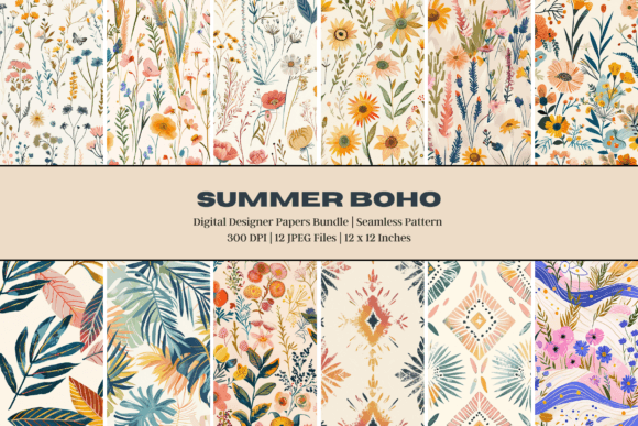 Summer Tropical Boho Digital Paper: A Creative Tool for Designers and Craft Enthusiasts