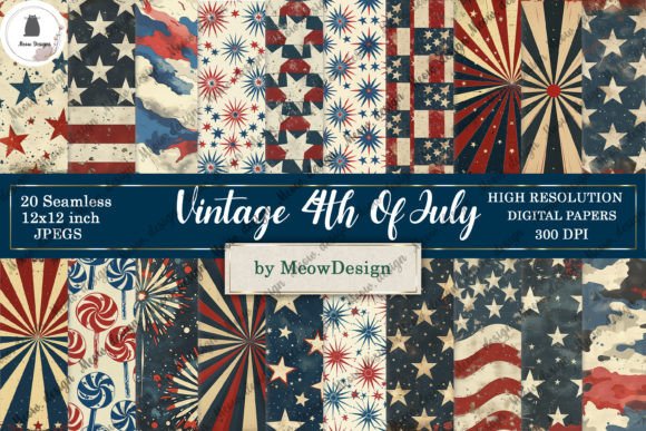 Vintage 4th July Digital Paper: A Timeless Design Resource for Modern Creations