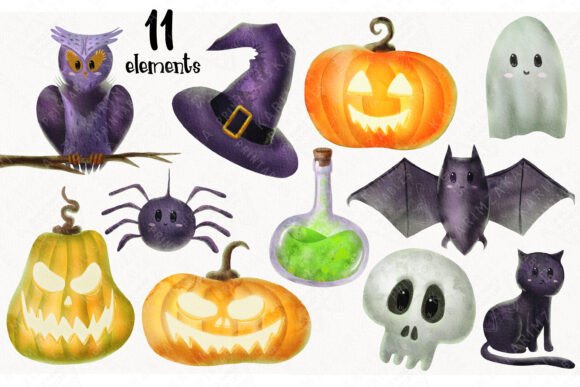 Watercolor Cute Halloween Clipart PNG: A Versatile Resource for Modern Creators