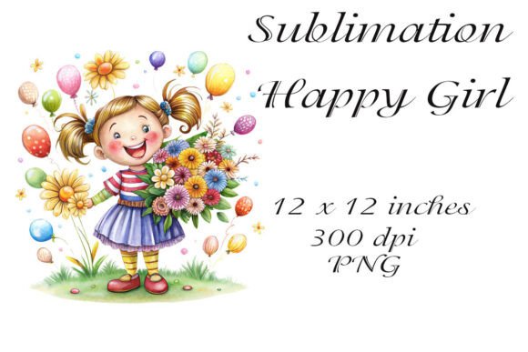 Watercolor Sublimation Happy Girl PNG: A Versatile Design Asset for Creative Projects
